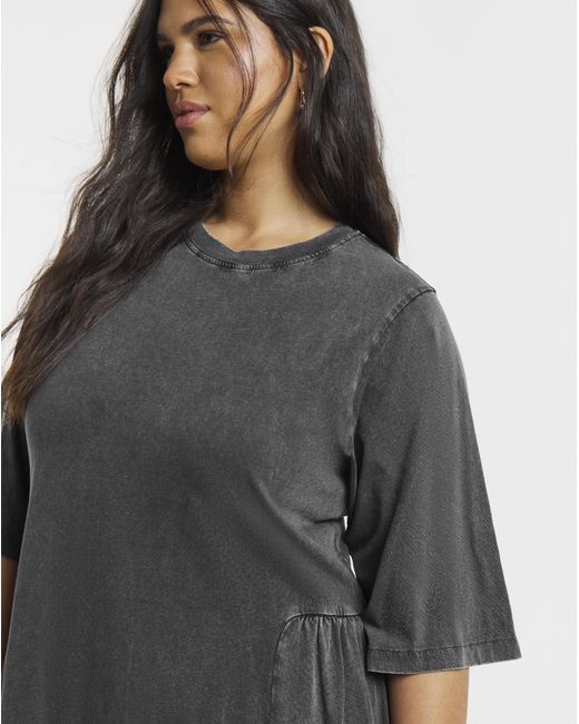 Simply Be Black Acid Wash Midi Dress