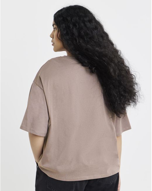 Simply Be Brown Embroidered Coffee & Pastry T-Shirt