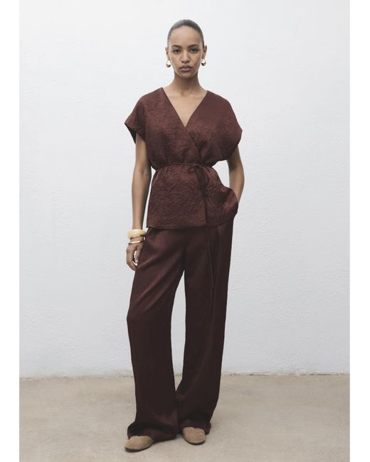 Mango Brown Crinkle Trousers