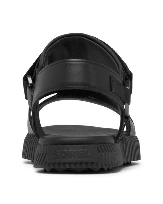 Sorel Black Ona Ave Ankle Strap Flat Sandal