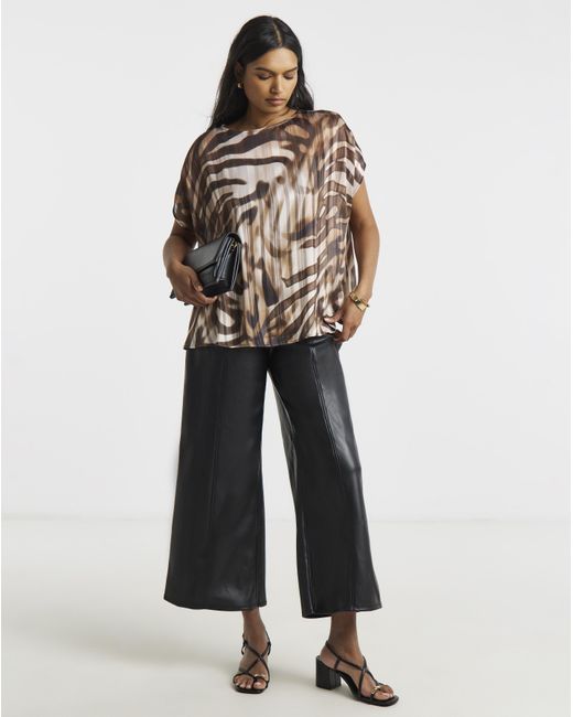 Joanna Hope Brown Asymmetric Blouse