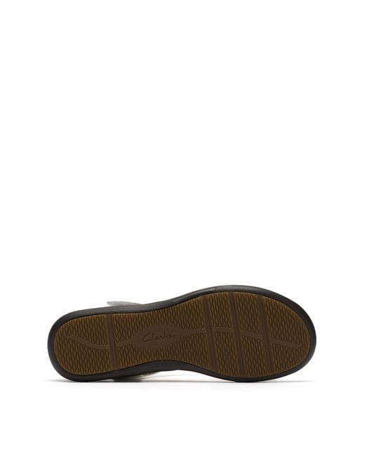 Clarks White Arwell Leather Sandal E Fit