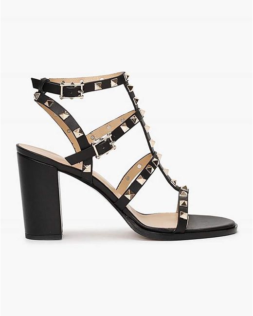 Daniel Footwear Metallic Daniel Pitter Leather Studded Sandals