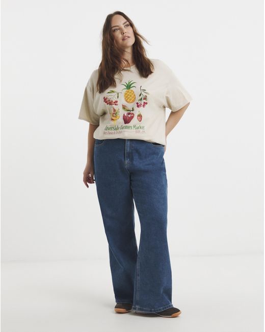 Simply Be White Sbe Farmers Market Fruit Slogan T-Shirt