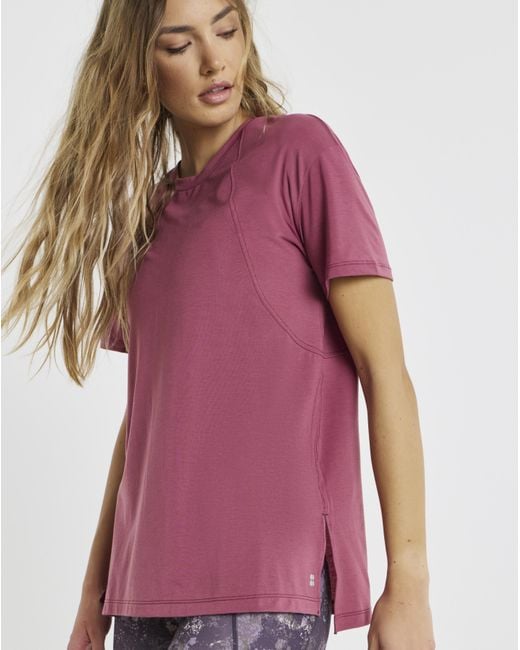 Sweaty Betty Red Soft Flow Longline T-Shirt