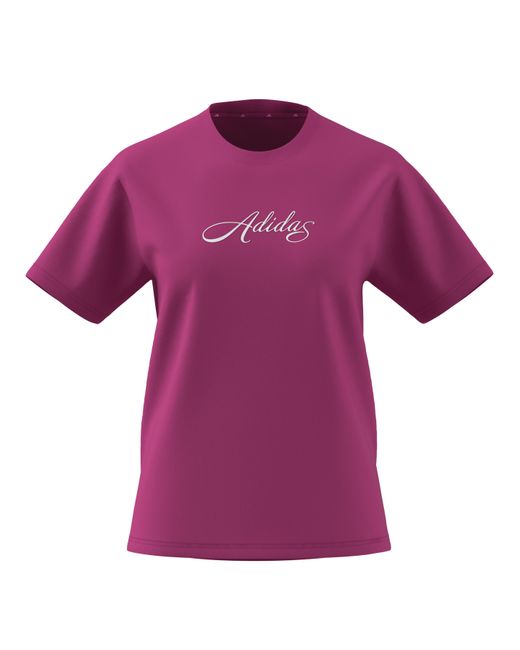 Adidas Purple Script Logo T-Shirt