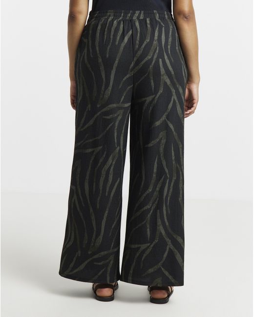 Simply Be Black Zebra Textured Jersey Trouser