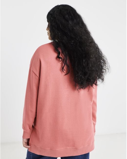Simply Be Pink Side Split Sweatshirt Tunic