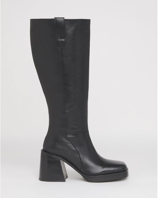 Simply Be White Block Heel Knee High Boot Wide Sc