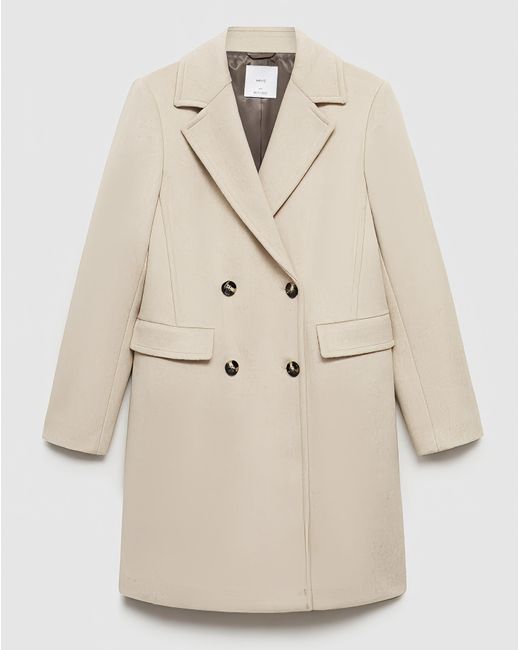 Mango White Double Breasted Wool Coat