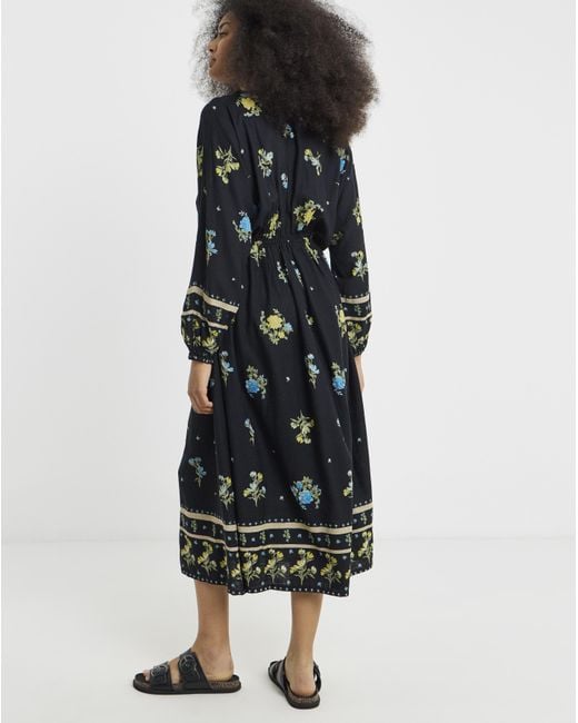 Simply Be White Floral Printed Linen Blend Midi