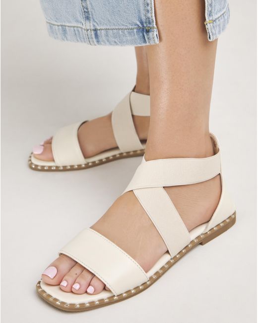 Simply Be Blue Stretch Cross Upper Flat Sandal Ex Wide
