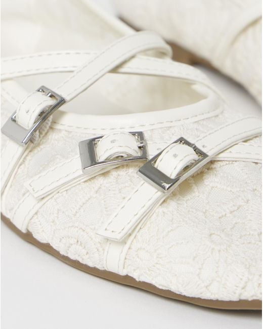 Simply Be Blue Multi Buckle Ballerinas Wide Fit