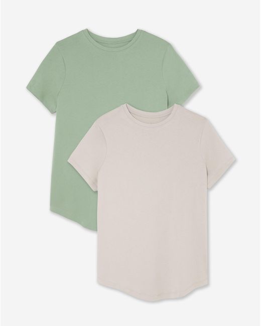 Simply Be Green 2 Pack Curved Hem Longline T-Shirts