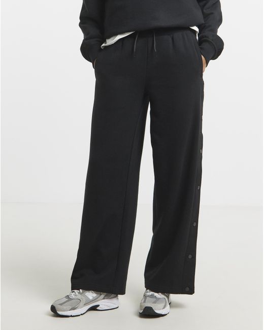 Simply Be Black Half Popper Wide Leg Joggers
