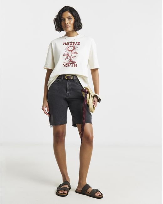 Native Youth White Ny Printed Tee