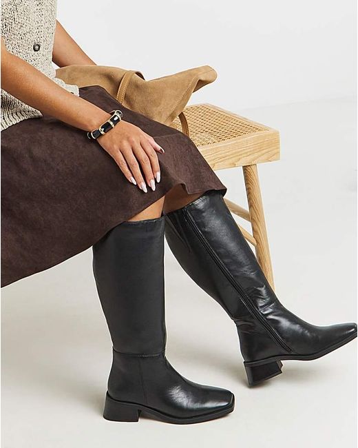 JD Williams White Low Block Heel Knee High Boot Wide C