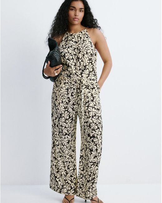 Mango Multicolor Floral Print Jumpsuit With Belt