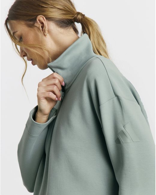 Adidas Green All Szn 1/4 Zip Sweatshirt