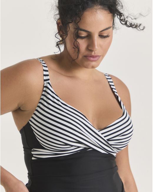 Figleaves Black Figleaves Tailor Twist Front Tankini Top