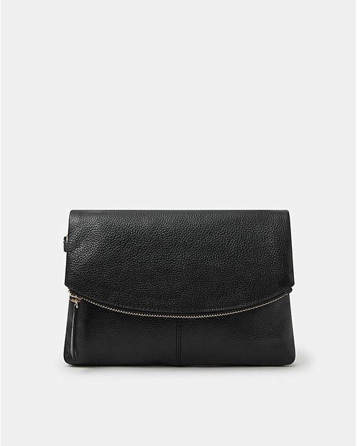 Accessorize Black Curved Leather Wristlet Bag