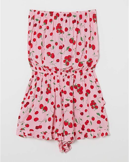 Simply Be Pink 2 Pack Cherry Print Playsuits