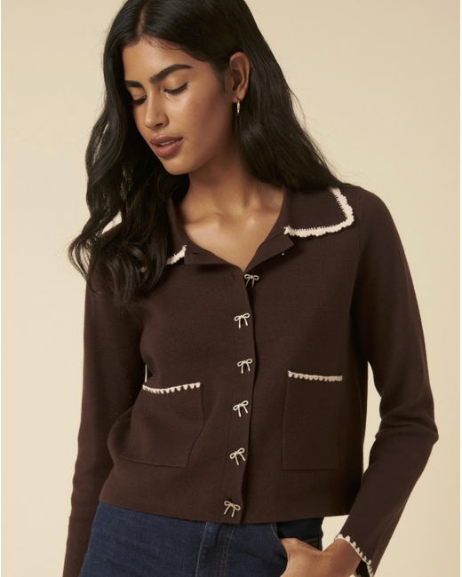 Nobody's Child Brown Crochet Knitted Jacket