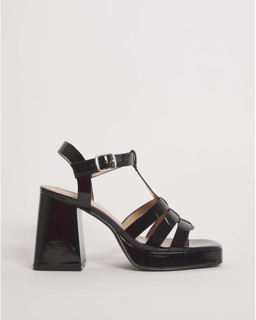 Simply Be Black Fisherman Block Heeled Sandals Ex Wide