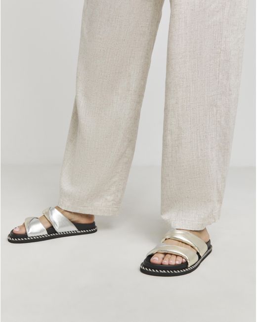 Simply Be White Twist Leather Sandal Wide