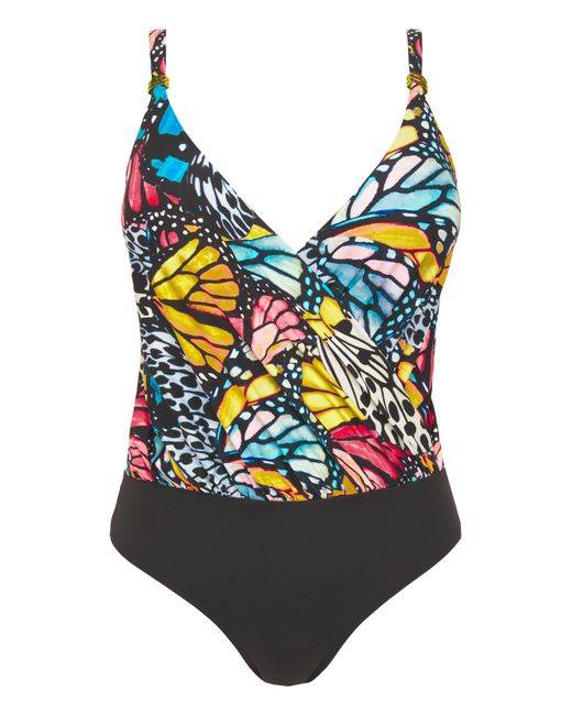 MAGISCULPT Blue Twist Front Blouson Swimsuit