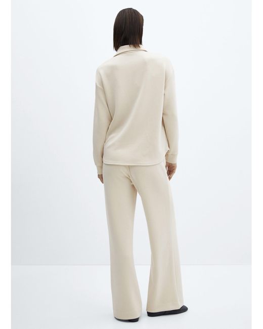 Mango White High Waisted Trousers