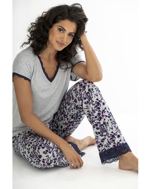 Pour Moi Blue Sofa Loves Lace Pyjama Set