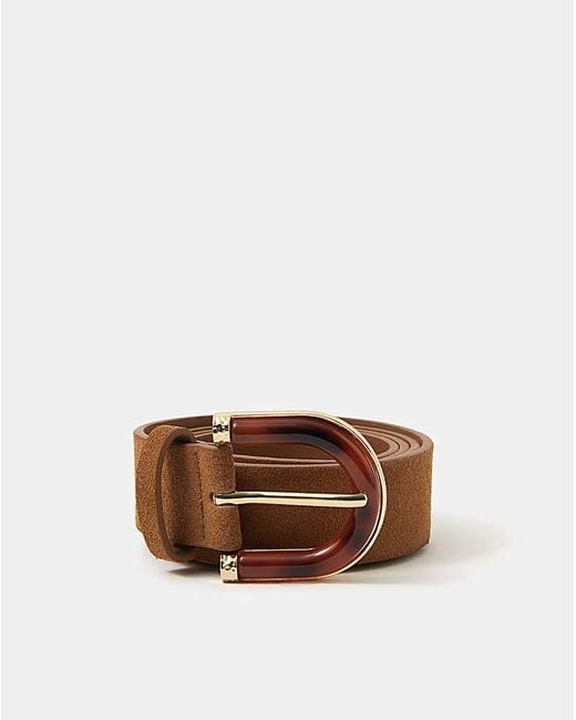Accessorize Brown Resin Buckle Suede Belt