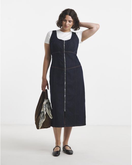Simply Be Blue Denim Fitted Midaxi Dress