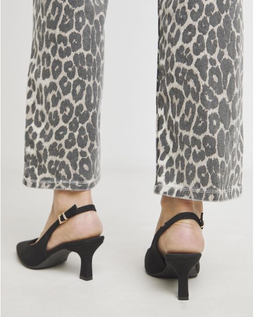JD Williams Gray Pointed Toe Slingback Heels Ex Wide