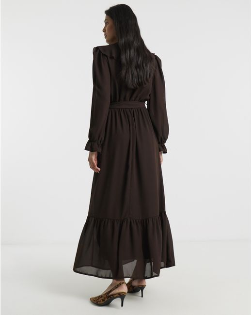 Flounce London Black Chiffon Midaxi Dress