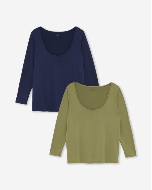 Simply Be Green 2 Pack Scoop Neck Tops