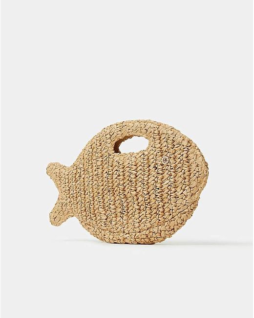 Accessorize White Fish Raffia Clutch Bag