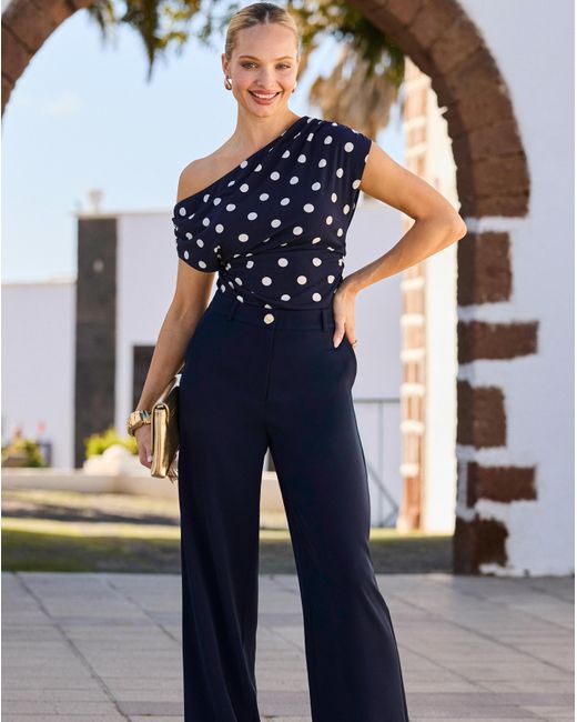 Sosandar Blue Off The Shoulder Top