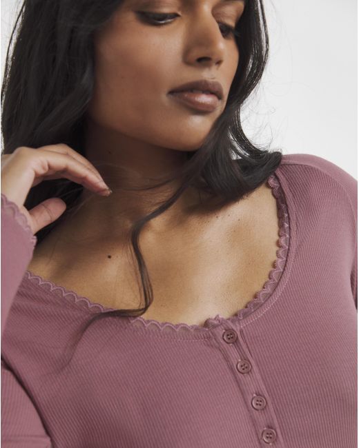 Simply Be Pink Lace Trim & Rib Top