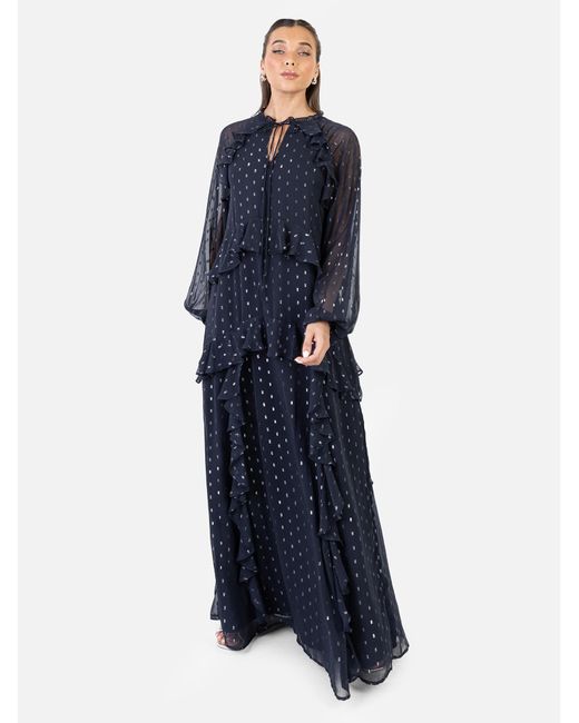 Anaya with love Blue Anaya Metallic Thread Dress
