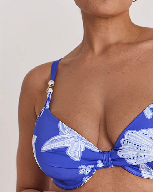 MAGISCULPT Blue Underwired Shell Print Bikini Top