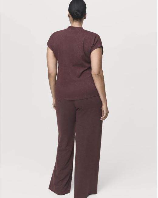 Mango Purple Relaxed Flare Trousers