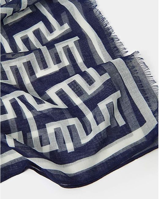 Accessorize Blue Geometric Print Scarf