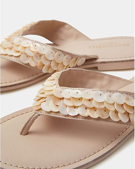 Accessorize Natural Embellished Flip Flops