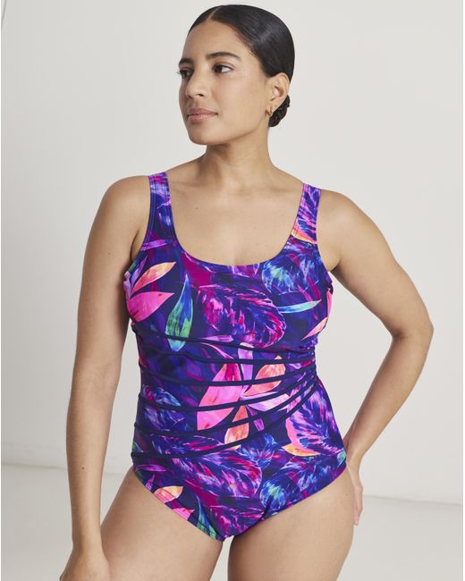 Beach To Beach Purple Sports Piping Swimsuit