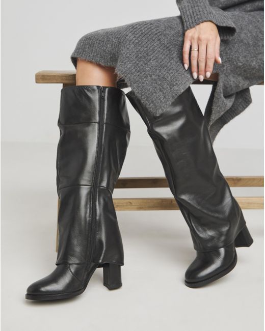 Simply Be Gray Gaiter Ruched Boot Platform Heel Wide C