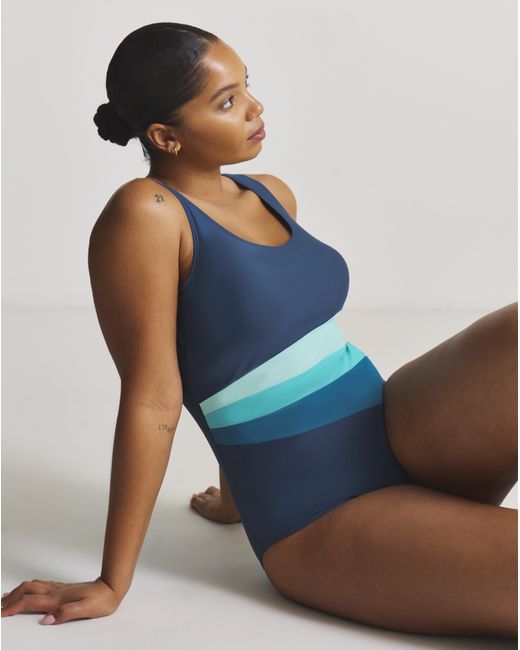 Beach To Beach Blue Sports Swimsuit Colourblock