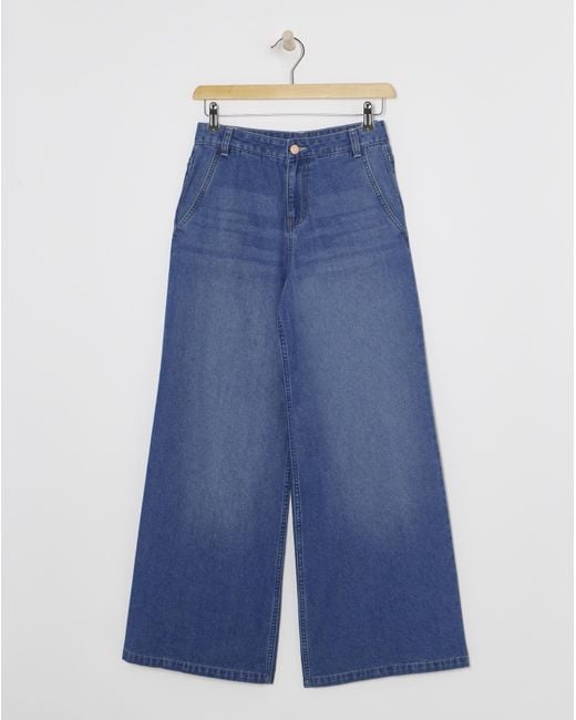 Simply Be Blue Lightweight Palazzo Jeans