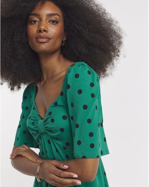 Simply Be Green Jersey Knot Front Skater Dress